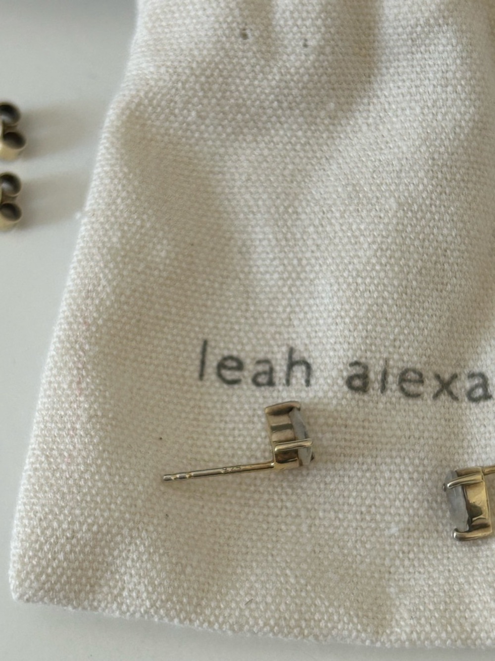 Leah Alexandra Teardrop moonstone stud earrings. - Picture 3 of 5